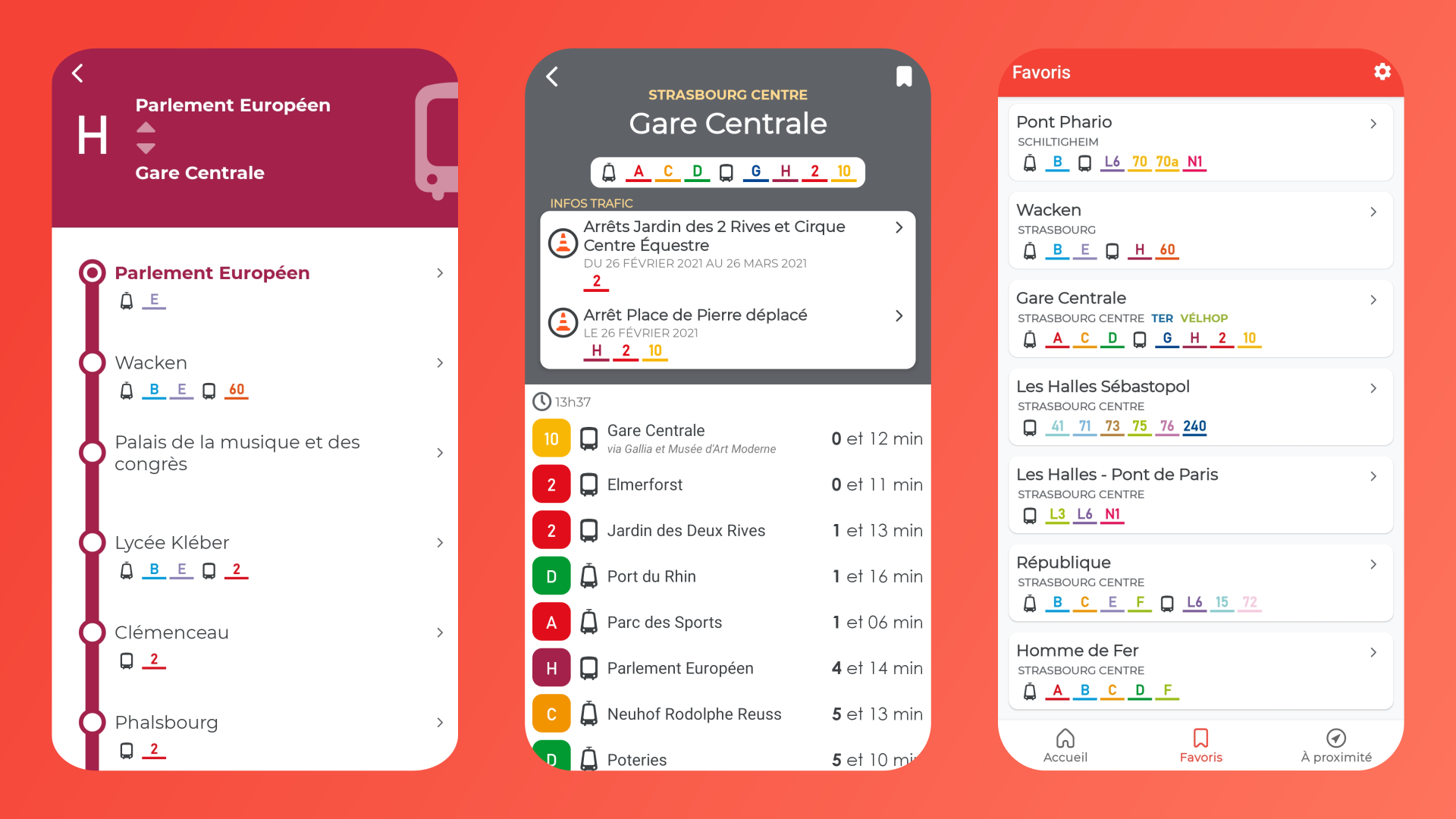 Captures d'écran de l'application